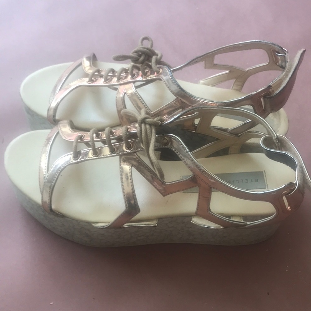 Stella McCartney Lucy Metallic Rose Gold Flatforms